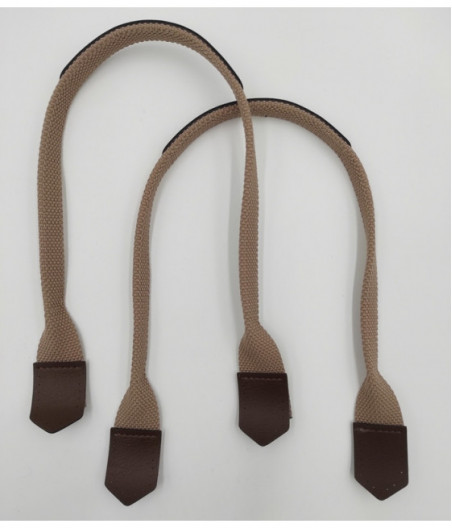 ASA TEJIDO TRENZADO Y PIEL MARRÓN OSCURO