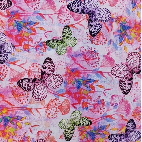 TELA MARIPOSAS TONOS ROSAS 0523