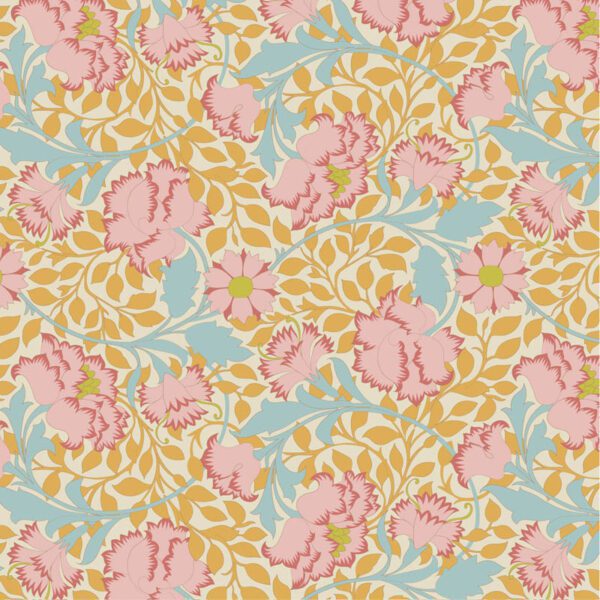 Tela Tilda Songbird Flora Mustard - 100658