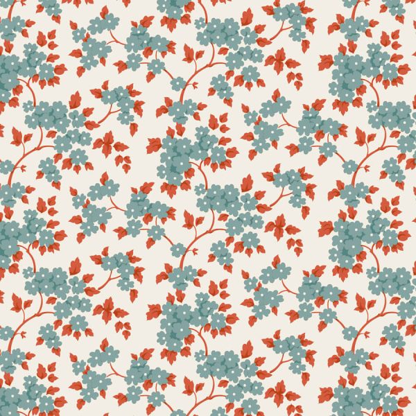 tela Ruth Teal Village Life Tilda al detalle