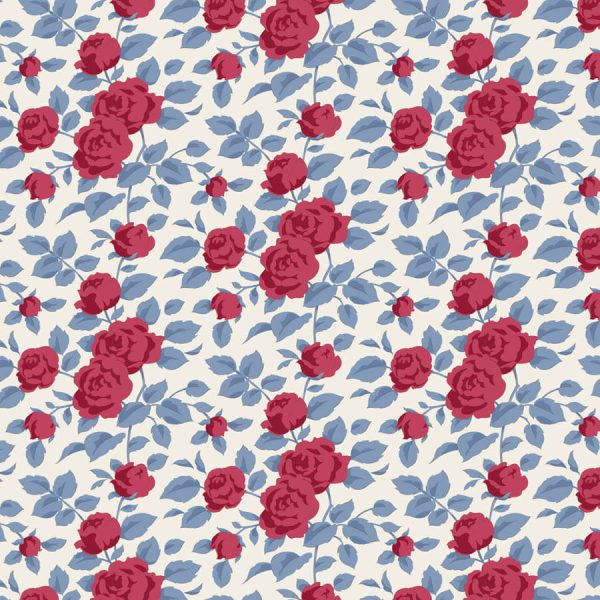 tela Margot Burgundy Village Life Tilda al detalle