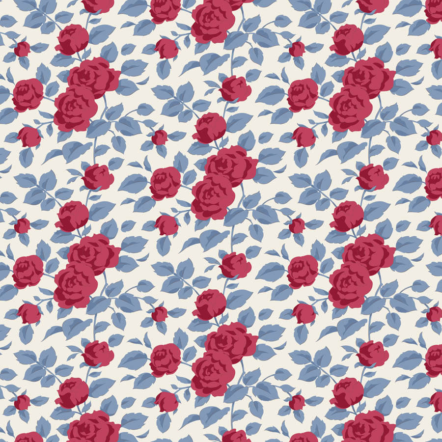 tela Margot Burgundy Village Life Tilda al detalle