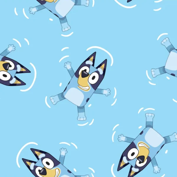 Tela Bluey sobre fondo azul claro