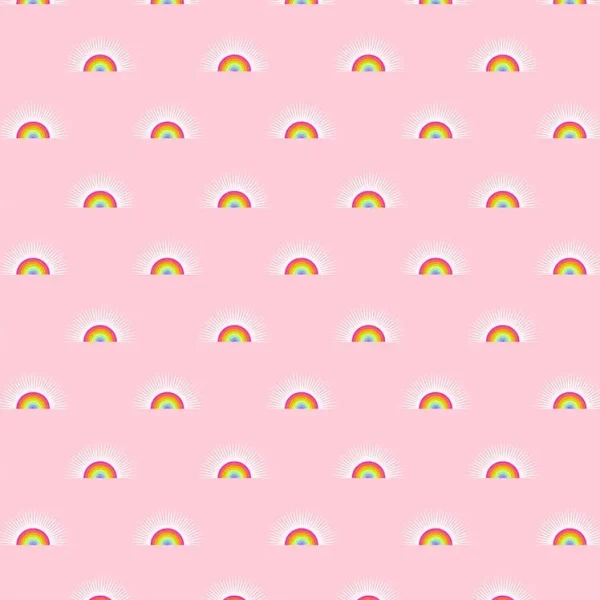 Tela Tula Pink Sundaze con pequeños arcoíris de colores